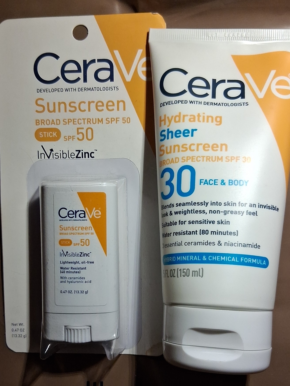 CeraVe Hydrating Sheer Sunscreen SPF 30 FACE/BODY & S PF 50 Sunscreen Stick